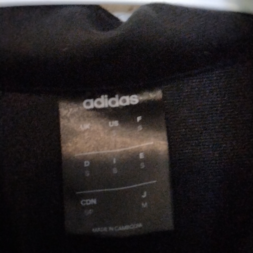 Adidas Men's Black  zip up sweatshirt with White Stripes on arms - Picture 7 of 7